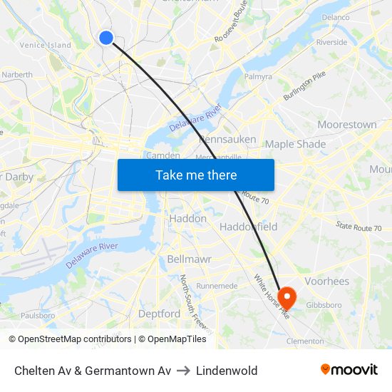 Chelten Av & Germantown Av to Lindenwold map
