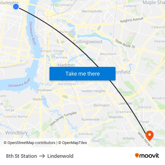 8th St Station to Lindenwold map