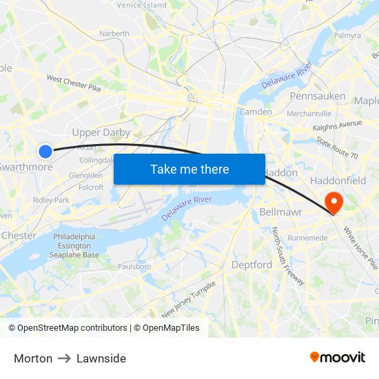 Morton to Lawnside map