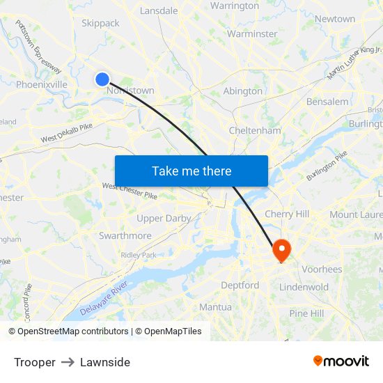 Trooper to Lawnside map