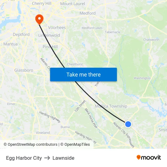 Egg Harbor City to Lawnside map
