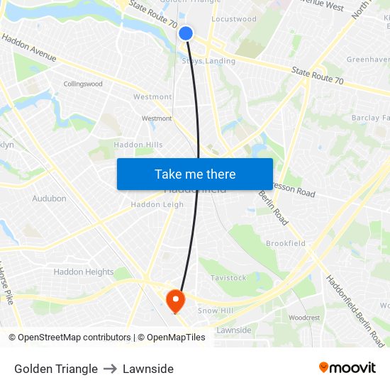 Golden Triangle to Lawnside map