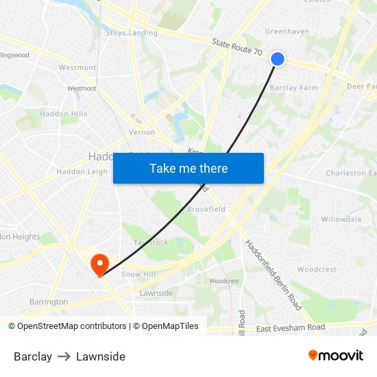 Barclay to Lawnside map