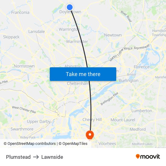 Plumstead to Lawnside map