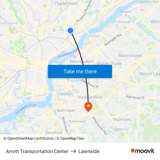 Arrott Transportation Center to Lawnside map