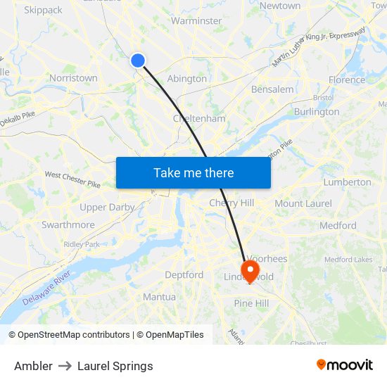 Ambler to Laurel Springs map