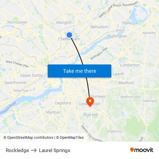 Rockledge to Laurel Springs map