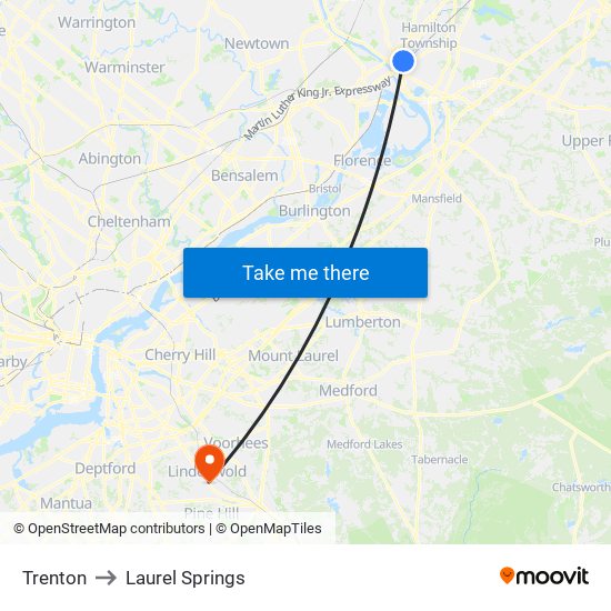 Trenton to Laurel Springs map