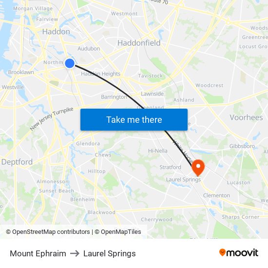 Mount Ephraim to Laurel Springs map