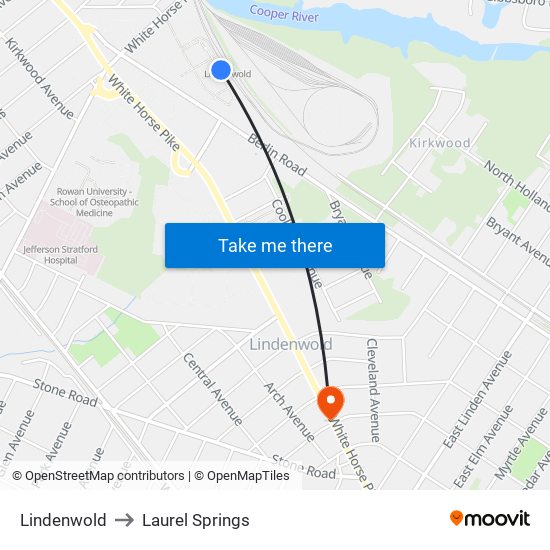Lindenwold to Laurel Springs map