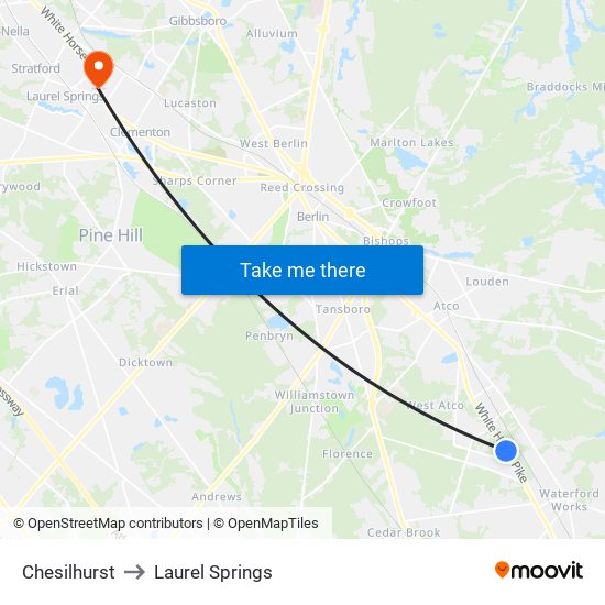 Chesilhurst to Laurel Springs map