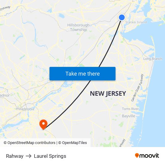 Rahway to Laurel Springs map