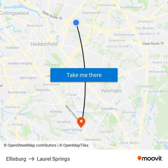 Ellisburg to Laurel Springs map