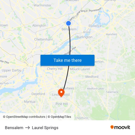 Bensalem to Laurel Springs map