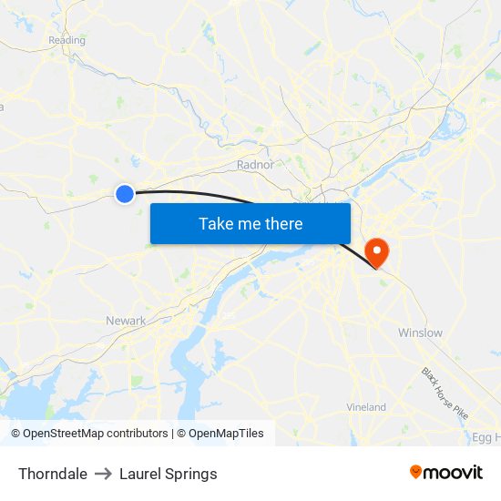 Thorndale to Laurel Springs map