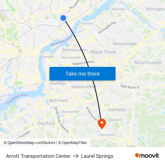 Arrott Transportation Center to Laurel Springs map