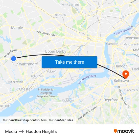 Media to Haddon Heights map