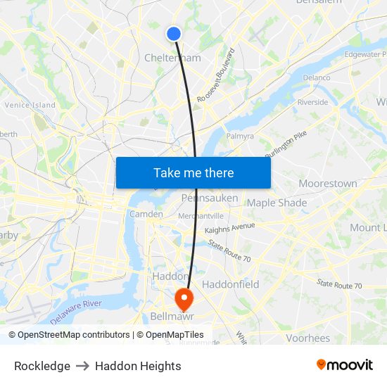 Rockledge to Haddon Heights map