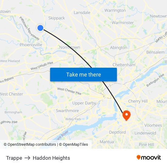 Trappe to Haddon Heights map