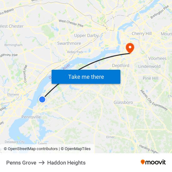Penns Grove to Haddon Heights map