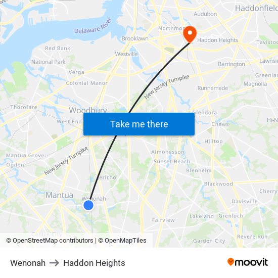 Wenonah to Haddon Heights map