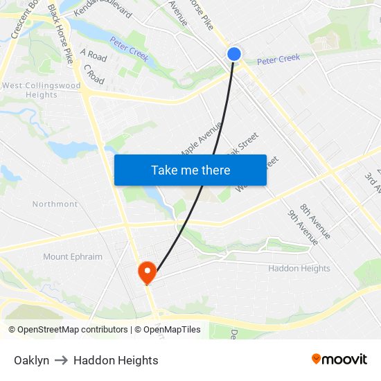 Oaklyn to Haddon Heights map