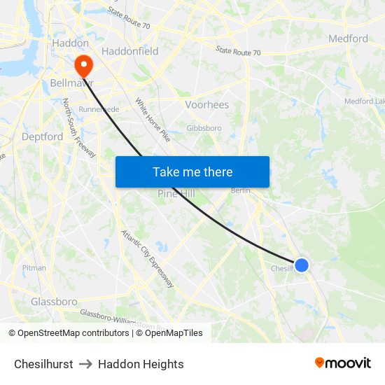 Chesilhurst to Haddon Heights map