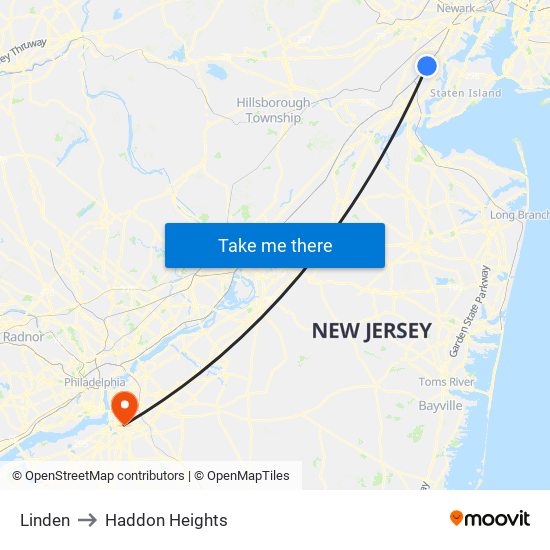 Linden to Haddon Heights map