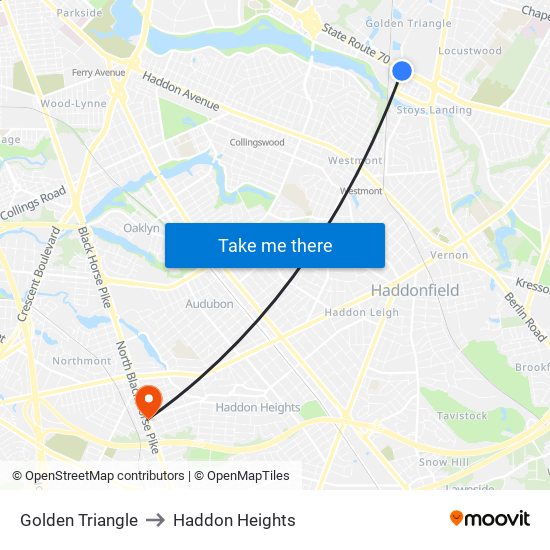 Golden Triangle to Haddon Heights map