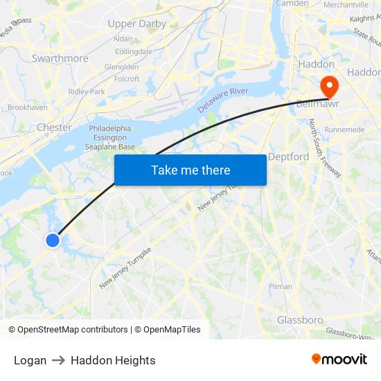 Logan to Haddon Heights map