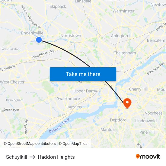 Schuylkill to Haddon Heights map