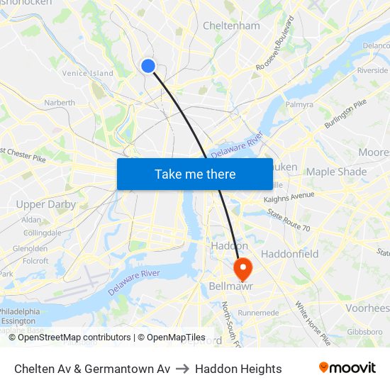 Chelten Av & Germantown Av to Haddon Heights map