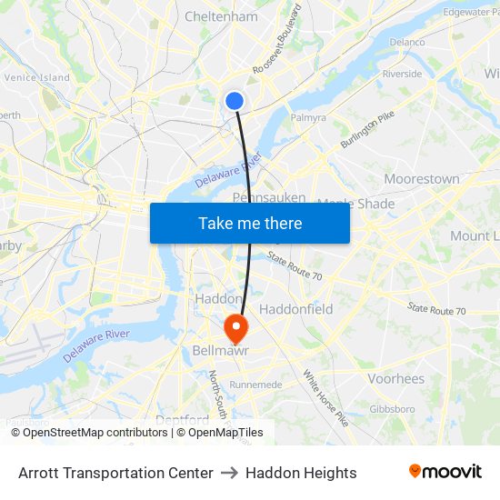 Arrott Transportation Center to Haddon Heights map