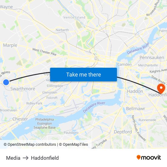 Media to Haddonfield map