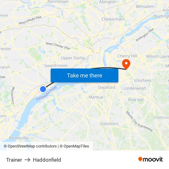 Trainer to Haddonfield map