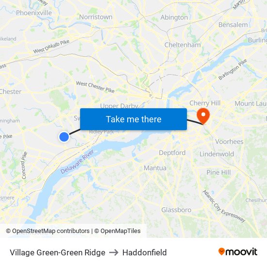 Village Green-Green Ridge to Haddonfield map