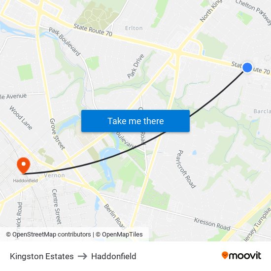 Kingston Estates to Haddonfield map