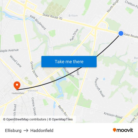 Ellisburg to Haddonfield map