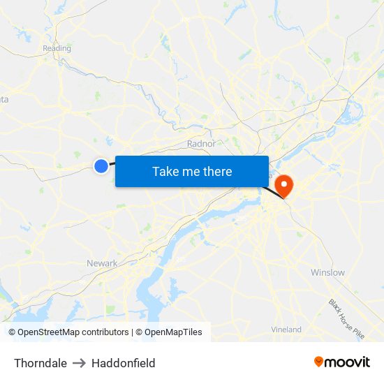 Thorndale to Haddonfield map