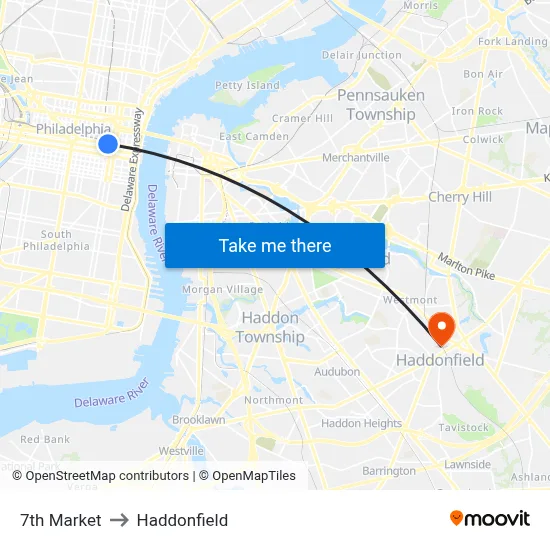 7th Market to Haddonfield map