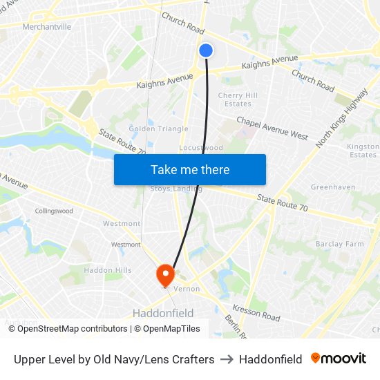 Upper Level by Old Navy/Lens Crafters to Haddonfield map