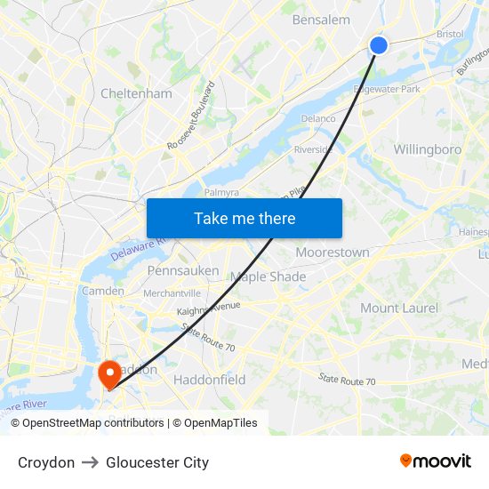 Croydon to Gloucester City map