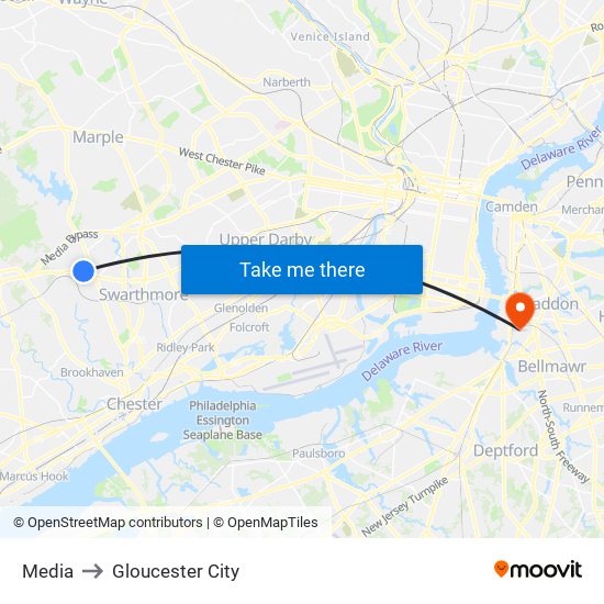 Media to Gloucester City map