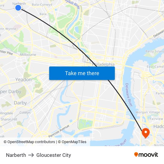 Narberth to Gloucester City map