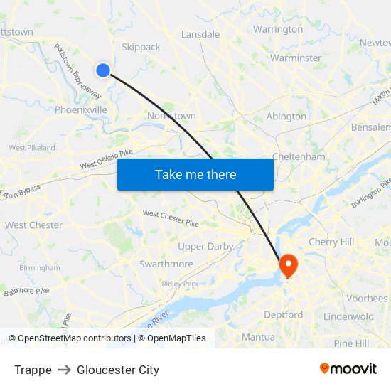 Trappe to Gloucester City map