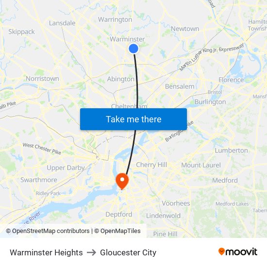 Warminster Heights to Gloucester City map