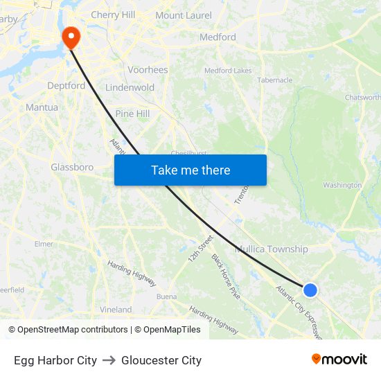 Egg Harbor City to Gloucester City map