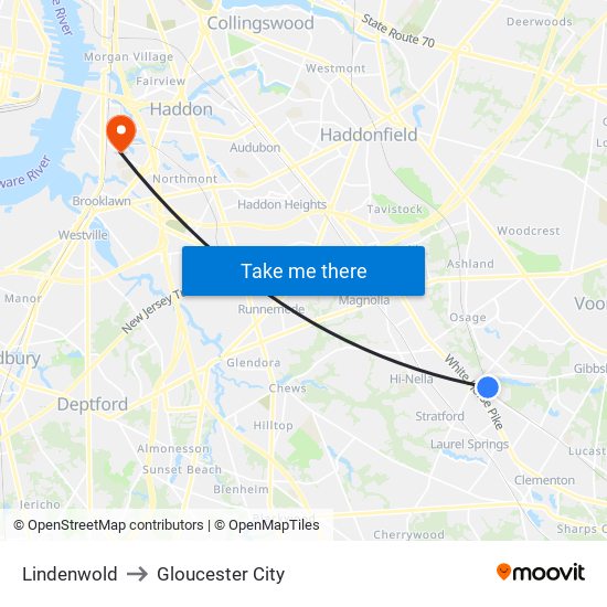 Lindenwold to Gloucester City map