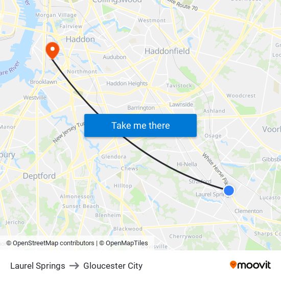 Laurel Springs to Gloucester City map