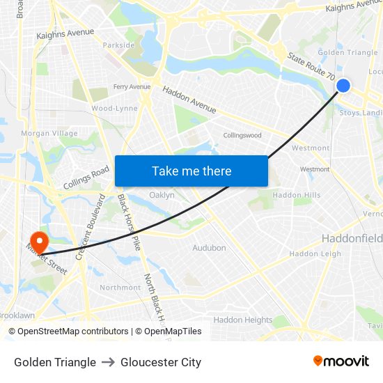 Golden Triangle to Gloucester City map